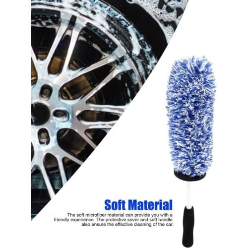 Wheels Brush Microfiber Detailing Brush with Removable Head Durable Rim Spokes Caliper Wheel Cleaner with Non-Slip Handle