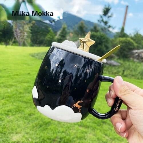 Creative Starry Sky Japanese Style Animal Ceramic Cup Milk Cup Girl Breakfast Oatmeal Cup Mug Coffee Milk Juice Cup