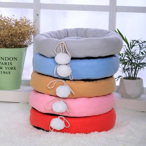 Round 6 Colors Pet Dog Puppy Cat Beds with Ball House Nest Cushion Thicken Mats Pad Cozy Soft Warm Kennel Beds for Small Dog Cat
