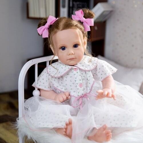 Hoomai 55CM Clever Girl Reborn Baby Doll with Curls Hair Lifelike Soft Touch Educational Baby Gift Doll Toys for Girls