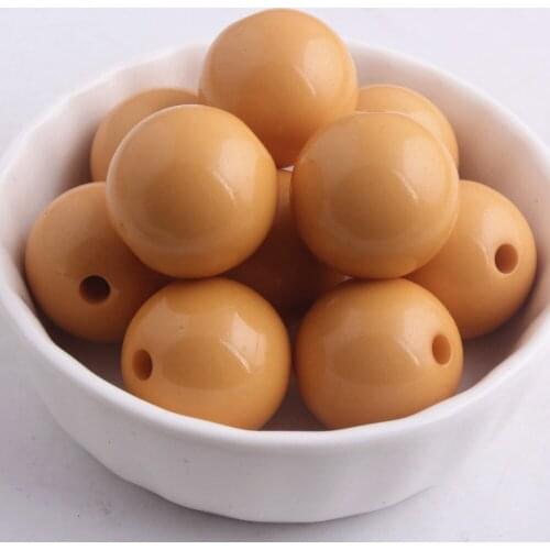 Kwoi vita Wholesales Cream Color chunky 20MM 100pcs Acrylic Solid Bubble Gumball Beads for Kids Necklace Making