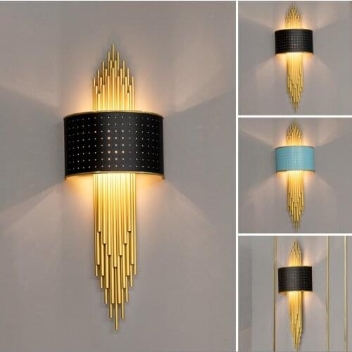 Loft Nordic metal pipe Wall lamp for Living Room Tv Background Wall sconce Bedroom Corridor lamp Modern gold hotel Bedside Lamps