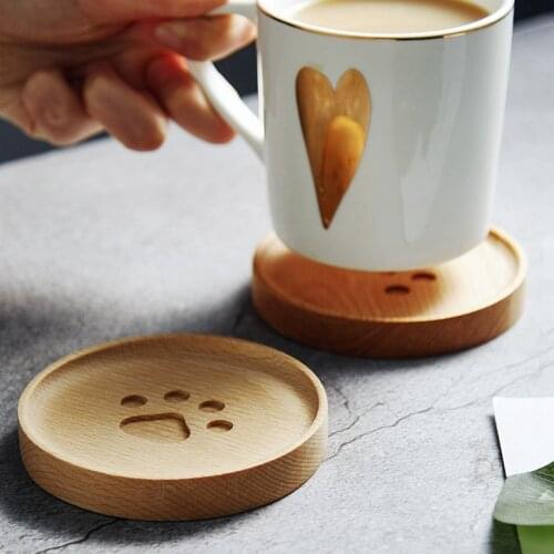 Lovely Wooden Mug Coaster Coffee Tea Cup Coasters Insulation Mat Kitchen Placemat Bowl Pads Cute Snack Tray Table Accessories