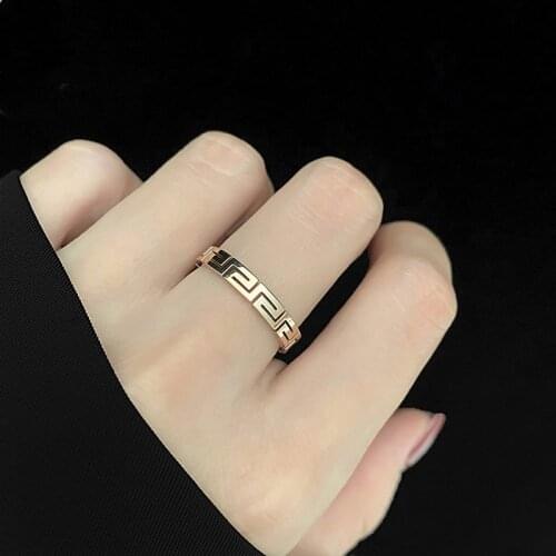 Fashion Simple Stainless Steel Design Rose Gold Silver Color Hollow Geometry Ring For Women Cute Love Rings Party Jewelry