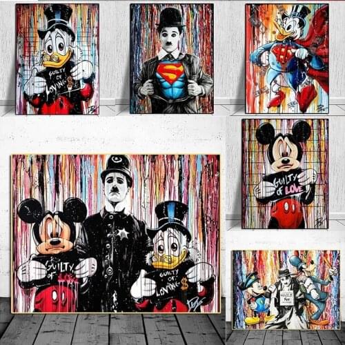 Cartoon Disney Poster Pop Art Graffiti Mickey Donald Duck Canvas Painting Wall Pictures Modern Canvas Print for Living Room