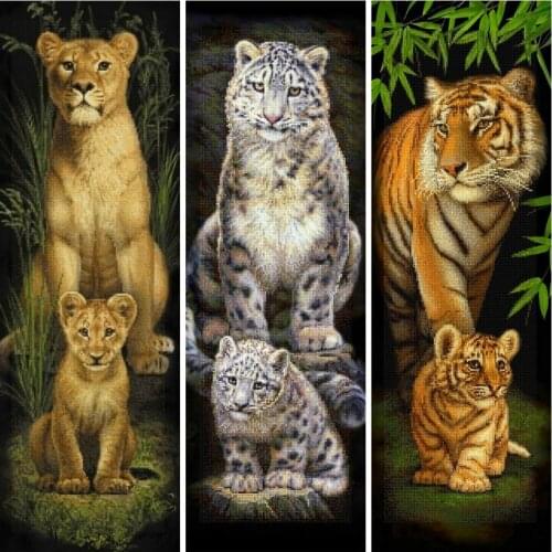 Huacan 5D Diamond Painting Kit Lion Tiger Diamond Embroidery Mosaic Animals Leopard Home Decoration