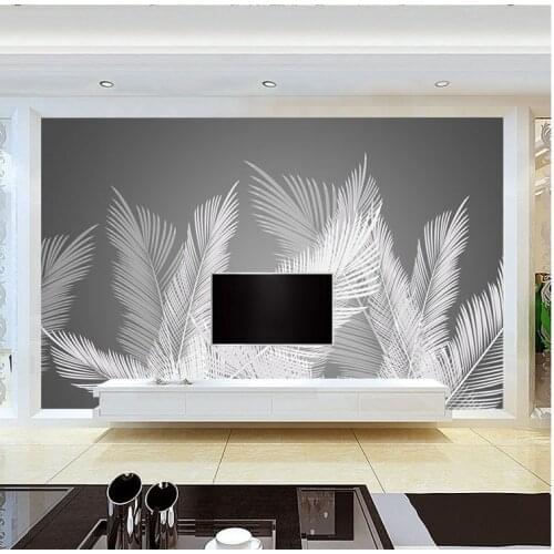 Nordic Wallpaper Living Room Tv Background Wall Paper Simple Non-Woven Mural Hand-Painted Leaves Bedroom Seamless Wall Covering