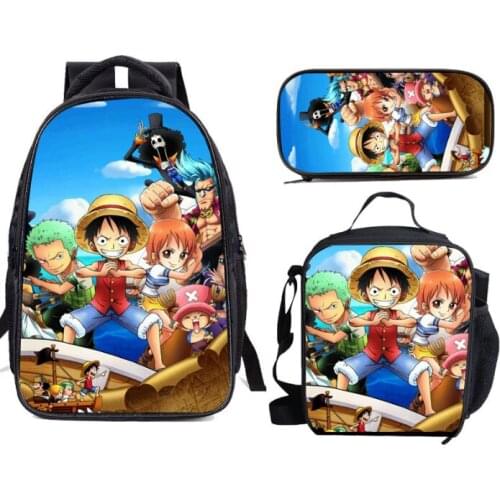 New Fashion 3PC/Set Backpack Nautical King boys and girls childrens Schoolbags fashion Cartoon Anime Teenagers Book-Bags Set