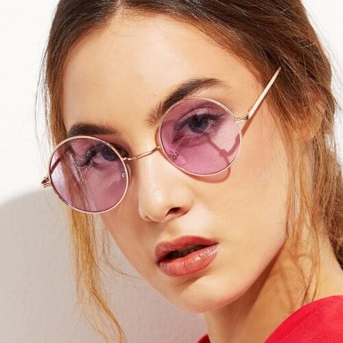 New classic retro round frame sunglasses fashion personality colorful ocean lens glasses street driving sunglasses women