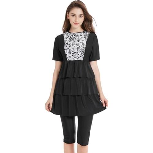 New Islamic Swim Wear For Women Plus Size Modest Hijab Musulman Swimsuit Push Up Short Sleeve Burkinis Muslim Swimwear