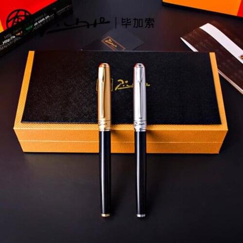 Picasso 906 Unique Athens Dynasty Fine Nib / Calligraphy Bent Nib Fountain Pen Black With Noble Golden & Silver Cap New