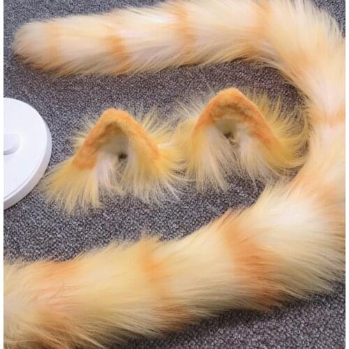 Plush Orange Cat Ears Headband Hair Accessories Sanhua Cat Cattail Cosplay Christmas Halloween Gift