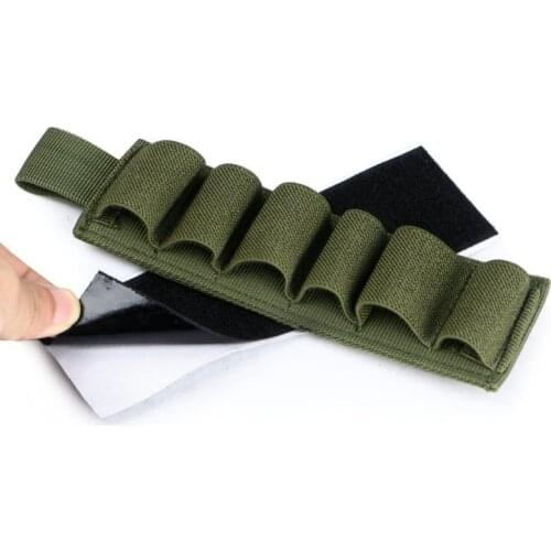 Portable Tactical 6 Round Buttstock Shell Bullet Tape Adhesive Tape Nylon Airsoft Hunting Ammo Bag