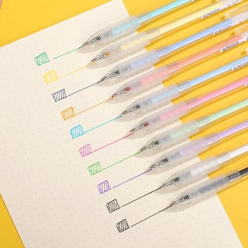 JIANWU 10pcs/set Simple Colored Kawaii Gel Pens Creative DIY Journal Neutral Pen Planner Stationery Office School Supplies