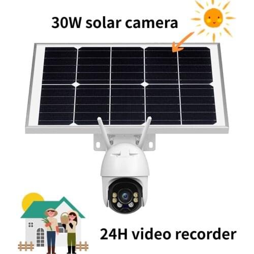 Q9-24H 30W Solar Power IP Camera PTZ Dome WIFI Wireless Outdoor Alarm Full HD 1080P Color Night Vision Security Cameras