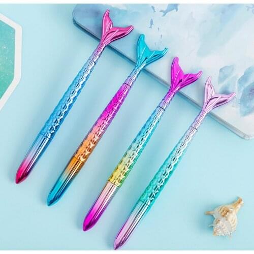10pcs Wholesale Mermaid Creative Pen Black 0.5mm Student Pen for School Stationery Gifts Cute Animal Pens Kawaii School Supplies