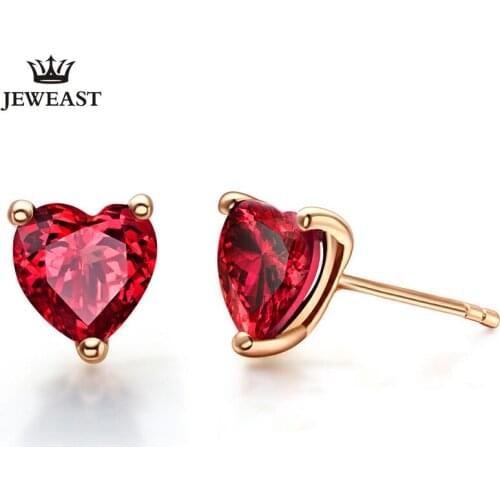 LSZB Natural garnet 18K Pure Gold Earring Real AU 750 Solid Gold Earrings Diamond Trendy Fine Jewelry Hot Sell New 2020
