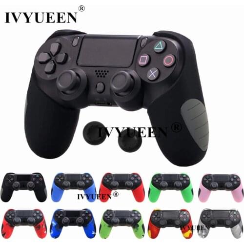 IVYUEEN 15 Colors for Playstation Dualshock 4 PS4 PRO Slim Controller Silicone Thicker Half Skin Case + 2 Thumb Stick Grip Caps