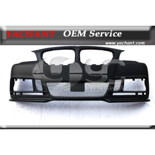 FRP Fiber Glass HM Style Front Bumper with Carbon Fiber Spliter & 4 LED Fit For 2010-2013 5-Series F10 F18