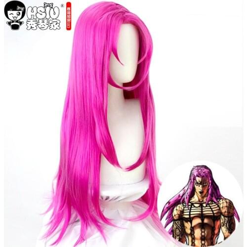 HSIU AnimeJoJos Bizarre Adventure Cosplay Wig Diavolo cosplay wig Long Rose Red girl wig