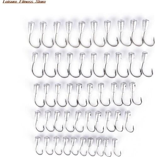 Titanium Tungsten Barbed Fishhook Tin Jig Head Stand Hooks 10Pcs or 50pcs Japan Overturned Hook 5 Size