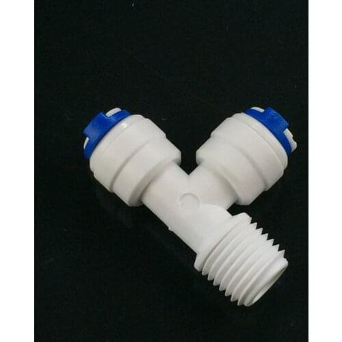 Plastic pipe fitting Tee connector 1/4" external thread to double 1/4" quick push in connect for water 10 PCS/LOT free shipping