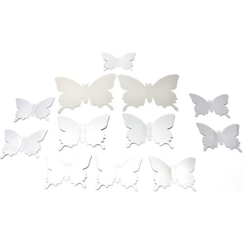 12pcs/set Mirror Wall Stickers Decal Butterflies 3D Mirror Wall Art Home Decors Butterfly Fridge Wall Decal