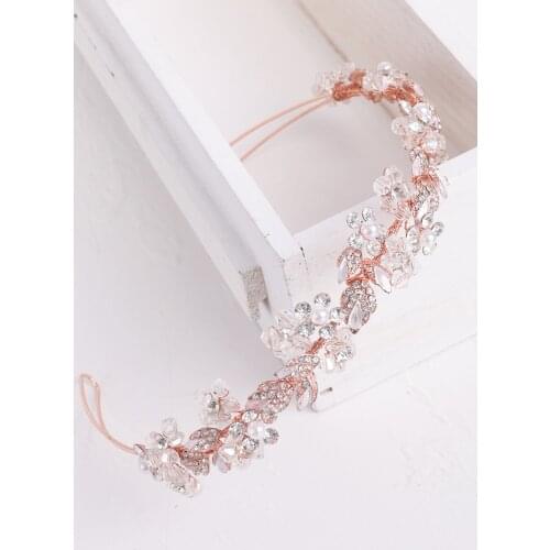 Rose gold Crystal Bridal Crown Elegant Women Hairpiece Tiara Wedding Headband Hair Accessories For Bride Headdress