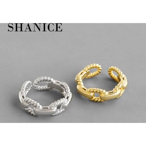 SHANICE 925 Sterling Silver Open Rings for Women Simple Link Chain Silver Ring Party Causal Vintage Trendy Jewelry Gift