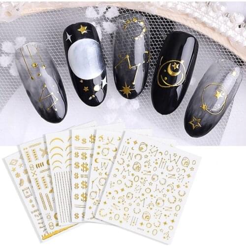 1 Box Japanese Moon Stars Nail Art Rivets Stickers Studs Gems 3D DIY Nailart Decoration Stickers For Nails Multi Mental Decals