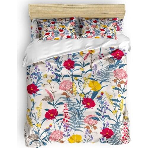 Colorful Flowers Leaves Plant Pattern Duvet Cover Set Warm and comfortable 2/3/4pcs Bedding Set Bed Sheet Pillowcases Cover Set