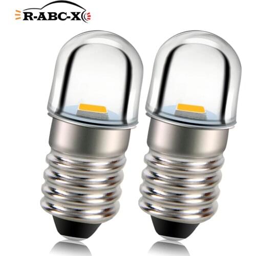 2pcs Warm white E10 DC 3V 6V 12V 4.5V Miniature Screw Base Instrument Signal LED Light Bulb Lamp Flashlight Torch DIY Work Light