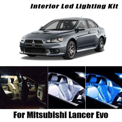 8Pcs Canbus For Mitsubishi Lancer Evo IX X 8 9 10 2003-2015 Vehicle LED Interior Map Dome Light License Plate Lamp