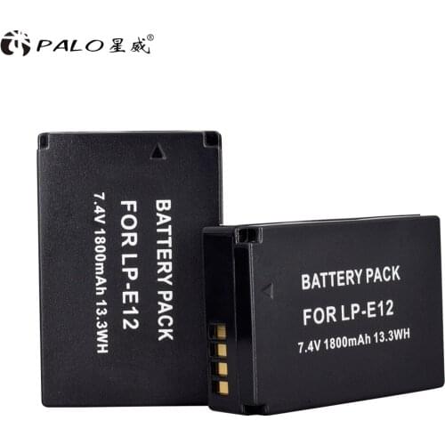 PALO 7.4V 1800mAh large capacity LPE12 LP E12 LP-E12 camera battery rechargeable for Canon EOS M M10 M50 M100 M100D Rebel SL1