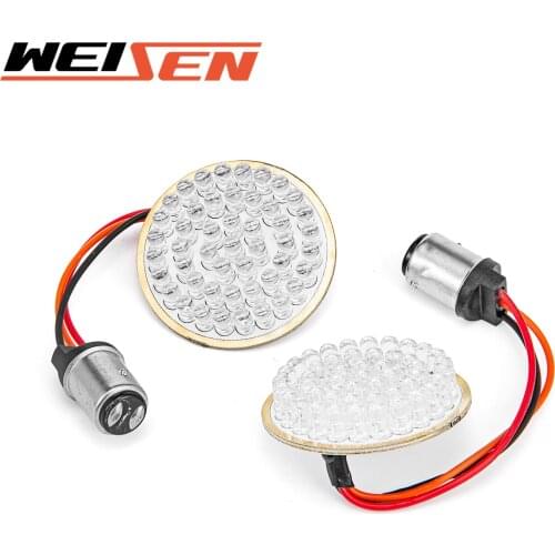 For Harley Davidson Motorcycle Acccessories 2PCS 2 Inches Bullet Red LED Turn Signals Running Light 1157 LED Inserts Light