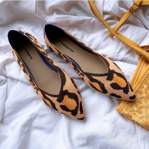 Spring Pointed Toe flats Ladies flat Shoes Ballet Breathable Knit Mocasines De Mujer Gestante Bailarinas De Mujer Loafers