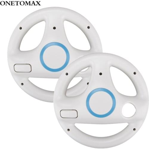 2pcs White Game Racing Steering Wheel for Nintend Wii Plastic Innovative and ergonomlc design for Mario Kart Remote Controller