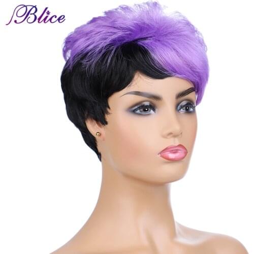 Blice synthetic Nature Wave Full Machine Made Color Wig FT1B/Purple Kanekalon 6Inch Short Women Wig