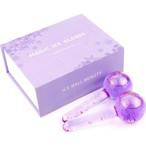 Large Beauty Hockey Energy Ice Crystal Ball Facial Massager Ice Globes Skin Icing Beauty Double Ball Massage Water Wave Face