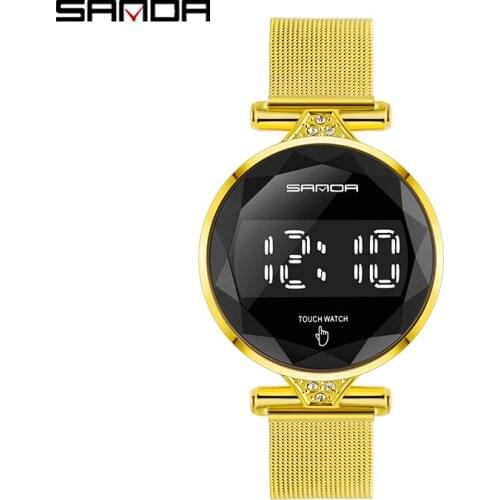 SANDA New Arrival Women Watches Fashion Touch Screen Digital Watch Waterproof Wristwatches Female Clock Relogio Feminino 8002