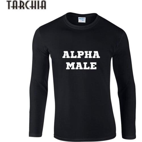 TARCHIA Fashion Brand ALPHA MALE Print Slim Fit Long Sleeve T Shirt Men Tee O-Neck Casual Men T-Shirt Cotton T Shirts Plus Size