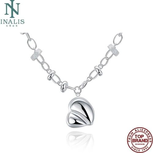 INALIS Simple Heart Shape Pendant Necklaces Unisex Romantic Copper Necklace For Women And Men Anniversary Fashion Jewelry Best