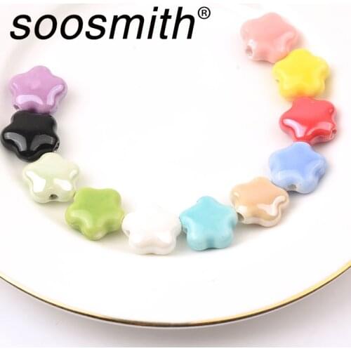 15mm 10 Pcs Colorful Little Star Ceramic Beads For Jewelry Making Bracelet Necklace DIY Accessorie Wholesale