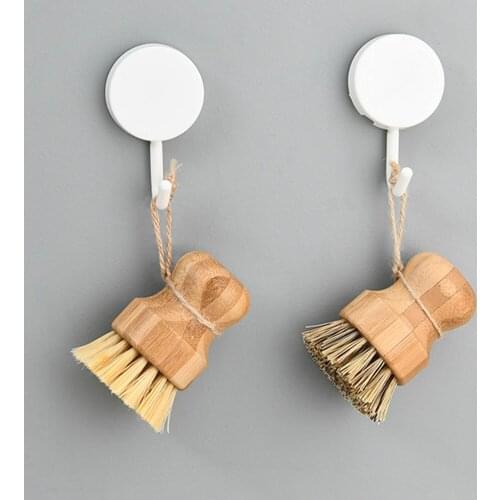 Palm Pot Brush Bamboo Round Mini Scrub Brush Natural Scrub Brush Wet Cleaning Scrubber For Wash Dishes Pots Pans And Vegetables