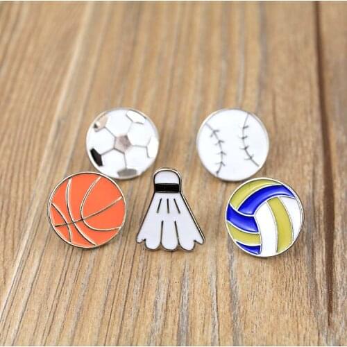 Free shipping 10pcs/ lot costume jewellery bag jean sweater hat accessories metal enamel basketball football brooch button pin