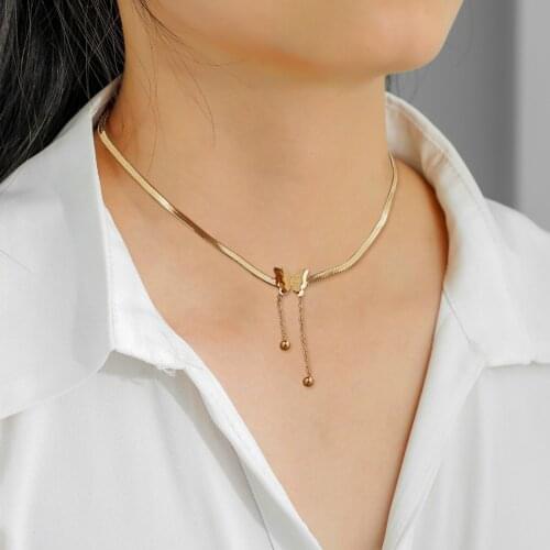 Fashion Butterfly Pendant Clavicle Chain Gold Plated Necklaces for Women New Wedding Valentines Day choker Jewelry Gifts