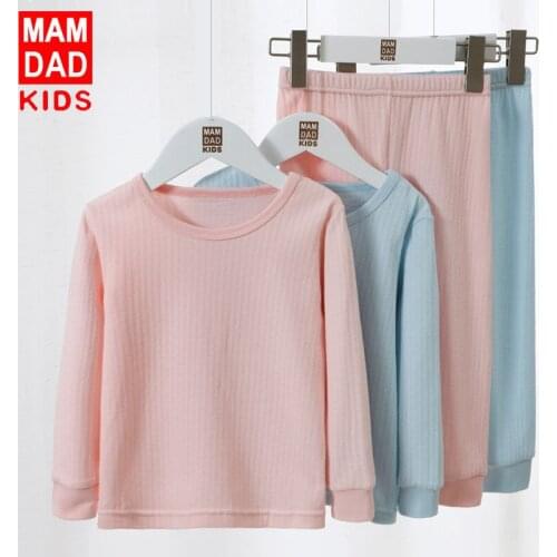 2020 Winter New Kids Homewear Sets Solid Color Add Cotton Warm Underwear Suits for Boys and Girls Toddler Child Thick Pajama Set
