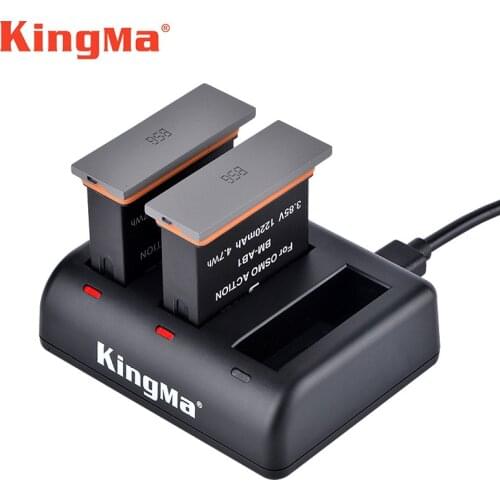 New 3-in-1 Port Fast Charger / Micro USB Cable + 2 Battery Kits for DJI Osmo Action Camera Accessory