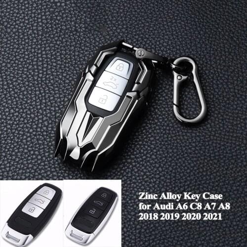 1pc New Arrival Car Styling Zinc Alloy Car Key Case Cover Shell Protector Accessories for Audi A6 C8 A7 A8 2018 2019 2020 2021