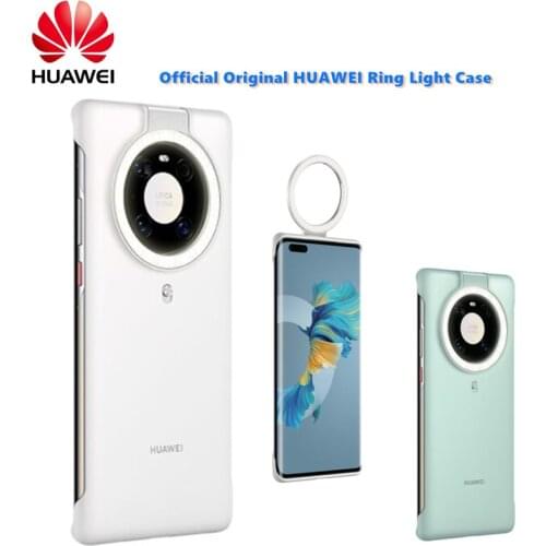 Official Original HUAWEI Mate 40/40 Pro Ring Light Case additonal lighting Flash Camera Phone Case Cover with Mini Flashlight